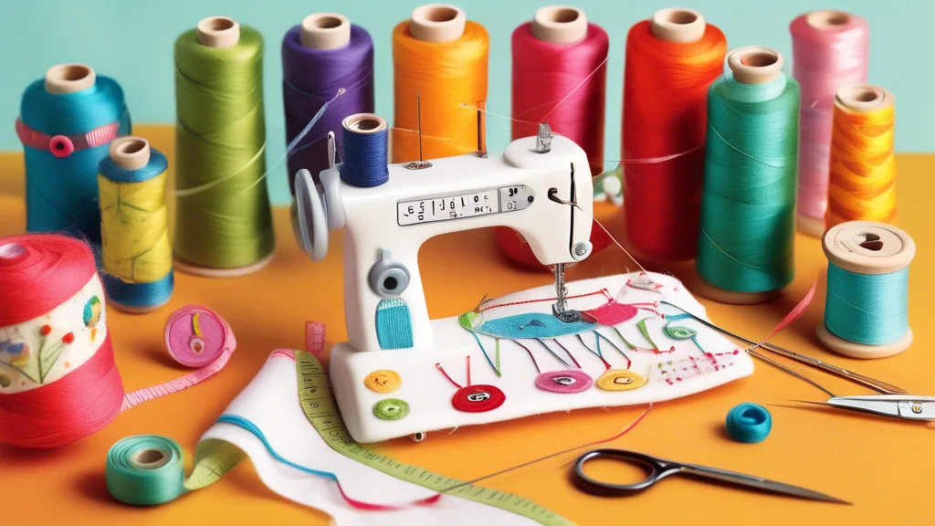 Create an illustration of a whimsical sewing scene featuring playful needle characters engaging in various humorous activities. The scene should include ne